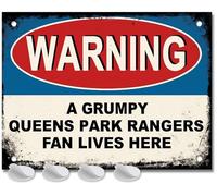 QPR Gifts for Men - or Boys Funny Queens Park Rangers Football QPR Fan Lives Here Metal Sign, Mens Metal Poster for Dads FC Man Cave or Home Bar Signs