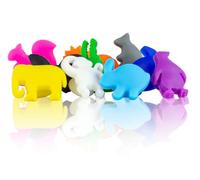 Qpractiko - Funny Animals Cup Marker | Self-Adhesive Suction Cup | Distinguish Your Glass | Silicone Gel, Assorted Colors, 2.8 cm, Silicone Material