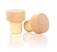 Qpractiko | Wine Stoppers | Set of 2, Beech Wood, 6.2 x 3.8 cm, Natural | Silicone Base, Airtight Seal, Fits Most Bottles | Sustainable, Reusable, Eco Friendly Wine Preservation