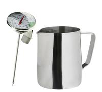 QPRO Stainless Steel Milk Jug Frothing Frother Coffee Latte Pitcher 350ml Thermometer