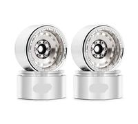 QPSJXN 10mm Offset 1.9 Inch Wheels Compatible with 1 10 Scale RC Crawler Trucks Compatible With W1903 Aluminum Wheels(Chrome)