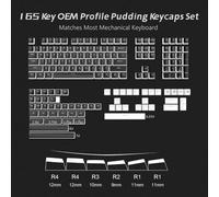 QPSJXN 165 Grey Blue PBT Double Shot OEM Profile Keycaps Compatible with Mechanical Keyboards With RGB Backlighting MX Switches(165 OEM Black-EN)