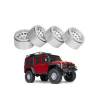 QPSJXN 4PCS 1.9 Metal Beadlock Wheel Rim Hub Compatible With 1/10 Scale RC Cars(Silver)