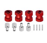 QPSJXN 4PCS 12mm Hex Wheel Hub Extension Coupler Adapter Compatible With 1 10 Scale RC Crawler Cars Fits AX10 CC01 F350 Models DIY Upgrade Parts(Red 15mm)