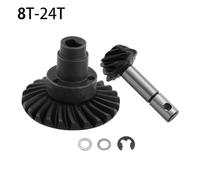 QPSJXN 8T 24T 27T 30T 33T Steel Helical Bevel Axle Gear Set Compatible With 1 10 Scale RC Crawler Models II III 90046 Axi03014 Fits 1 9 UTB RC Vehicles(8T 24T)