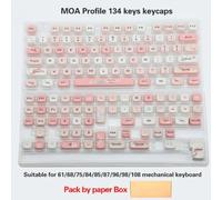 QPSJXN Cute PBT Keycaps 134keys 5-Sided MOA Custom Keycaps Compatible with Mechanical Keyboards Compatible With MX Switches(MOA-KAT Pink box)