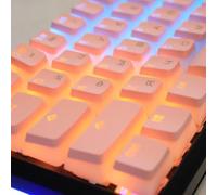 QPSJXN Cyrillic Russian Double Shot PBT Keycap Set Compatible with Mechanical Keyboards 117 ISO Layout Keycaps(Russian pink)