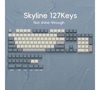 QPSJXN Gradient Side-Printed PBT Keycaps Five-Sided Dye Sub Compatible With Various Keyboards Low Profile Slope Design 127/134(Winter Fog)