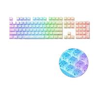 QPSJXN Ice Crack Pattern Imprint Side Print OEM Profile White Keycaps With Shine-Through IMD Technology Compatible With Various Mechanical Keyboards(White 118 keys)