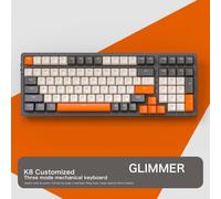 QPSJXN K8 Wireless Mechanical Keyboard Hot Swappable Backlit Bluetooth 2.4G Wired Linear Red Switch PS4 PC Windows Gamers(Glimmer)