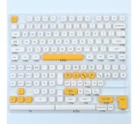 QPSJXN KBDiy KOA Keycaps 140 PBT Keycap MOA Japanese Korean Russian Style 7u ISO Compatible with Mechanical Keyboards(Honey Milk-EN)