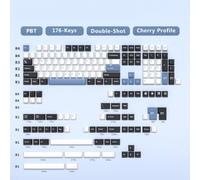 QPSJXN KBDiy Profile Double Shot PBT ISO Keycap Set Compatible with Gamers Mechanical Keyboards With GMK Blue Samurai Design(GMK Arctic)