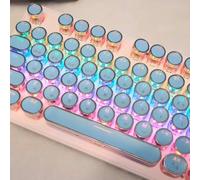 QPSJXN Low Profile Korean Hangul Keycaps 104 Universal Round PBT Caps Compatible With MX Mechanical Keyboards Backlit(Korean Blue 104)