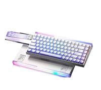 QPSJXN Magnetic Switch Mechanical Keyboard 8K 0.01mm RT Hot Swap RGB Customize Carbon Fiber Wired Accessory Compatible With Various Systems(White-purple -Side)