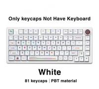 QPSJXN PBT Keycaps 81 Profile Five Side Dye Sublimation DIY Keyboard Kits(White)
