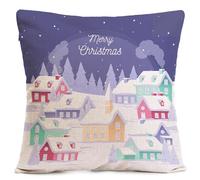 Qpswznk Cushion Covers 45x45cm Forest Village Set of 2 Linen Throw Pillow Covers, Soft Decorative Square Cushion Case Home Boho Decor Pillow Cases for Couch Bedroom