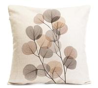 Qpswznk Cushion Covers 60x60cm Brown Leaves Set of 2 Linen Throw Pillow Covers, Soft Decorative Square Cushion Case Home Boho Decor Pillow Cases for Couch Bedroom
