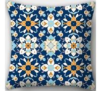 Qpswznk Cushion Covers 80x80cm Blue Geometric Pattern Set of 2 Linen Throw Pillow Covers, Soft Decorative Square Cushion Case Home Boho Decor Pillow Cases for Couch Bedroom