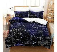 Qpswznk Double Duvet Set 200x200cm Geometric Mathematics Soft Hypoallergenic Microfibre Polyester Bedding Quilt Cover Set, Winter Comfy Warm Duvet Sets with 2 Pillowcase 50x75cm, Easy Care
