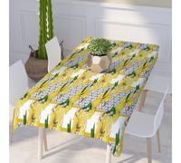 Qpswznk Table Cloth Lemon Blue Pattern Table Cover for Dining, Wipeable, Waterproof & Stain-Resistant, Machine Washable, Elegant & Durable, Ideal for Party, Wedding and Outdoor 140x180cm