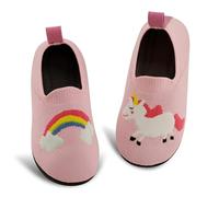 qpyysz Children's Slippers Boys Girls Gym Slippers Boys Barefoot Children's Slippers Unicorn Dino Fox Slippers Breathable Non-Slip First Walking Shoes, Unicorn, 5/6 UK Child
