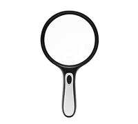 QPZK 30X Handheld Magnifying Glass with 4 LED Light, Illuminated Lighted Magnifier,145mm Large Reading Magnifier for Macular Degeneration, Seniors Reading, Soldering, Ins Black