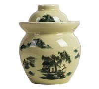 QPZK Fermentation Jar Traditional Chinese Porcelain Pickle Jar,Ceramics Fermenting Crock Kit With Water Seal Airlock Lid, Pickle Jar for Pickles Kimchi, Sauerkraut 0.5kg