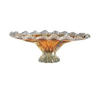 QPZK Luxury Gold Glass Fruit Bowl, 42cm Diameter, 16cm Height, Formal Style, Perfect for Fruit, Dessert, Trifle, Ideal for Housewarming, Wedding, Engagement