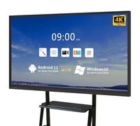 QQ CAT 65'' Smart Digital Whiteboard, Interactive Board 4K UHD Smartboard Touchscreen Display, Computer for Classroom and Business (Board + Black Stand)