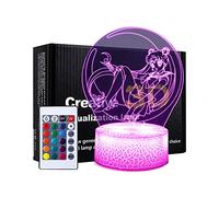 QQAAMZ Cartoon Character Anime Sailor Moon 3D Illusion Led Night Light Remote Control/Touch Double Fashion Cute Moon Beautiful Girl Kawaii Girl Gift Room Lamp