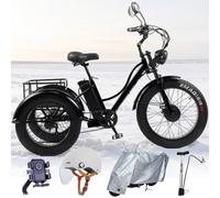 QQCHGOL 3-Wheel Mobility Scooter for Seniors & Adults, 24" Fat Tyre,Low-Step Frame, Large Basket, LCD Display, Headlight for Easy Riding and Storage