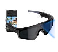 QQCHGOL AI Smart Glasses with Camera 4K, Steady Video Recording Sunglasses with Bluetooth/Voice Control/Object Recognition/ChatGPT for Cycling (Black Sunglasses+Black Frames)