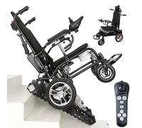 QQCHGOL Remote Control Electric Wheelchair -Crawler Stair Climbing, Lightweight Foldable with One-Click Switching,Support 180Kg/396Lb, Electric Stair Climbing Wheelchair for Elderly Travel & Daily Use
