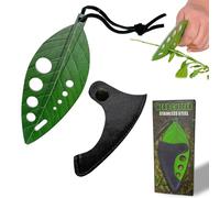QQdou 1 Piece Herb Stripper, 9 Hole Green Leaf Design Stainless Steel Kitchen Leaf Stripping Tool, for Basil, Rosemary, Thyme, Chard, Kale, Mint(A)