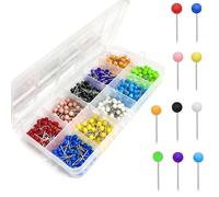 QQdou 500 PCS Push Pins, Colorful Travel World Map Tacks, Plastic Round Head Drawing Pin, Small Thumb Tack, for Marking, Cork Board, Notice Board Picture Photo Bedrooms Home Office School DIY Craft