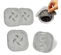 QQdou Hair Catcher for Shower Drain, 4Pcs Silicone Sink Strainer, Drain Protector with Sucker, Bath Plug hole Hair Catcher, Hair Trap for Bathroom Bathtub Kitchen Outdoor Household Accessories(4Grey)
