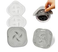 QQdou Hair Catcher for Shower Drain, 4Pcs Silicone Sink Strainer, Drain Protector with Sucker, Bath Plug hole Hair Catcher, Hair Trap for Bathroom Kitchen Outdoor Household Accessories(2White+2Grey)