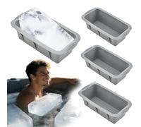 QQdou Large Ice Cube Tray, 4 Pcs Silicone Ice Cube Moulds, Big Square Ice Bath Cubes, Easy-Release Reusable Giant Trays Making, for Freezer Containers Ice Bath Cold Plunge Tub or Coolers(Grey)