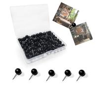 QQdou Push Pins, New Large Size World Travel Map Pin, Marking Pushpins for Cork Board, Round Head Drawing-Pins, Notice Board Picture Photo Bedrooms Home Office School DIY Craft(Black-Big)