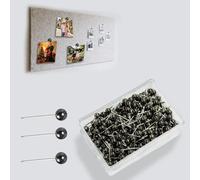 QQdou Push Pins, World Travel Map Pin, Marking Pushpins for Cork Board, Round Head Drawing-Pins, Small Thumb Tacks, Notice Board Picture Photo Bedrooms Home Office School DIY Craft(Black-A)