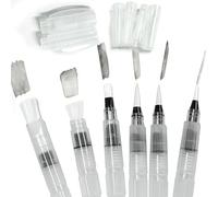 QQdou Refillable Watercolour Brush Pens Set, Pack of 6 Brushes with Water Tank, Fine, Medium, and Large Tips for Painting, Sketching, Letterin, Lightweight & Portable