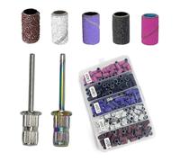 QQdou Sanding Bands for Nail Drill, 250Pcs Colorful Coarse Fine Nail Sanding Bands（80#120#150#180#240#Grit ）, with 2 Pieces Nail Drill Bits, for Nail art Manicures Pedicures（A）