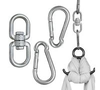 QQdou Swing Swivel, Heavy Duty Double Ended Swivel Eye Hook with 2 Snap Hooks, 304 Stainless Steel 360° Rotate, for Web Tree Swing, Swing Spinner Hanger, Heavy Bag, Aerial Silks Swivel, 500kg