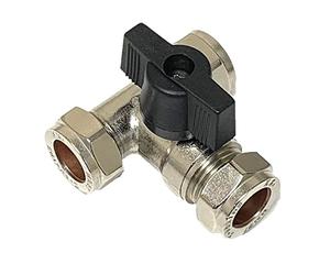 QQHL Lever 15mm Large Bore Tee Isolation Valve- Chrome Plated - Full Flow