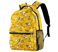 QQIAEJIA Cute Cartoon Rats Yellow Mouse Teeth Pattern Large Backpack for Boys Girls SchoolBag with Multiple Pockets Canvas