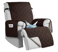 QQJIN 100% Waterproof Recliner Chair Cover with Pockets, Elastic Strap, Non-Slip Recliner Armchairs Covers, 1 Seat Anti-fouling Recliner Cover for Kids, Dogs, Pets,Chocolate,1 Seater