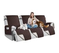 QQJIN 100% Waterproof Recliner Sofa Covers 2 Seater, Nonslip Recliner Couch Covers with Pockets, Washable Recliner Chair Covers for Kids, Pets, Dogs, Black,2 Seater