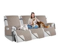 QQJIN 100% Waterproof Recliner Sofa Covers 2 Seater, Nonslip Recliner Couch Covers with Pockets, Washable Recliner Chair Covers for Kids, Pets, Dogs, Black,2 Seater