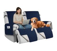 QQJIN 100% Waterproof Recliner Sofa Covers 2 Seater, Nonslip Recliner Couch Covers with Pockets, Washable Recliner Chair Covers for Kids, Pets, Dogs, Black,2 Seater