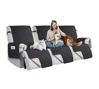 QQJIN 100% Waterproof Recliner Sofa Covers 2 Seater, Nonslip Recliner Couch Covers with Pockets, Washable Recliner Chair Covers for Kids, Pets, Dogs, Black,2 Seater